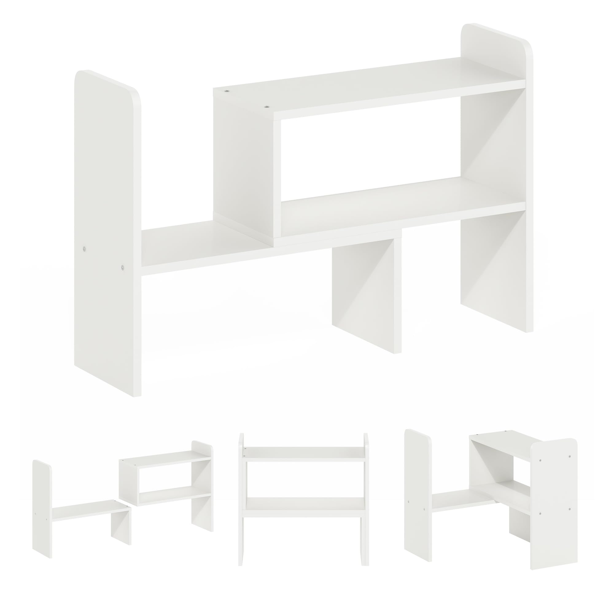 Furinno Classic Schreibtisch-Organizer-Bücherregal, Weiß, 1 Packung