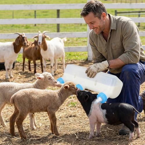 Biberón para cabras y comedero de 3 litros con 3 tetinas para corderos y lechones 4