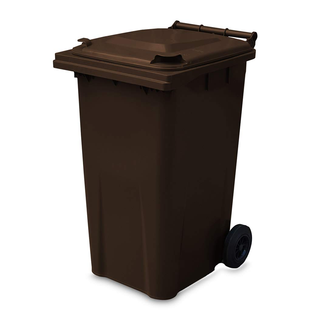 Yellowshield 240 Litre Wheelie Bin - Brown (Standard Household Size) - Typically Used For Garden Waste, EN 840 standard, 590 (w) x 760 (d) x 1190 (h) mm