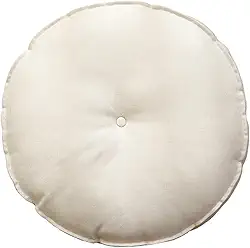 pufe Almofada futon de linho sintético estilo japonês, almofada chão lavável, assento circular com borda corda dupla embutida, adequada para sala estar, sofá, meditação(Branco)