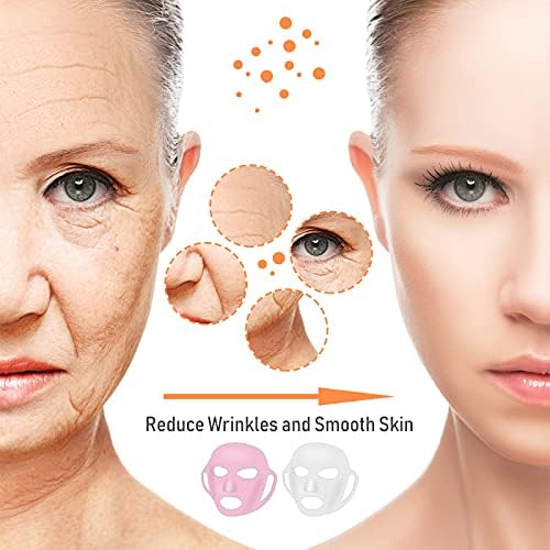 32 Pieces Facial Chest Neck Silicone Pad Reusable Face Forehead Patches Facial Sleeping Mask Cover for Smoothing Facial Chest Neck Forehead Eye Mouth (Clear, Pink)