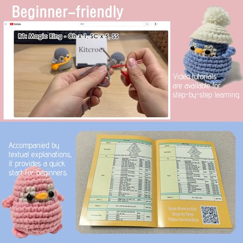 Image of Weronique Penguin is a Challenging Crochet kit for Beginners, Step-by-Step Crochet Tutorial Help The Crafter to Easily Get Started, DIY Crochet Knitting Material Kit Included All The Necessary Tools