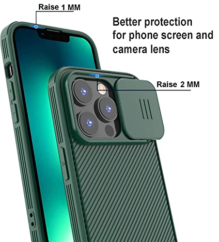 Image of for iPhone 14 Pro Max Case Compatible with MagSafe, Built-in Slide Camera Cover Silicone Bumper and Hard PC Back Shockproof Military-Grade Protective Case for iPhone 14 Pro Max 6.7 inch (Green)