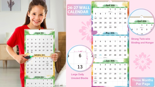 Amazon.com: 2026-2027 Calendar - 3 Month Wall Calendar 2026-2027