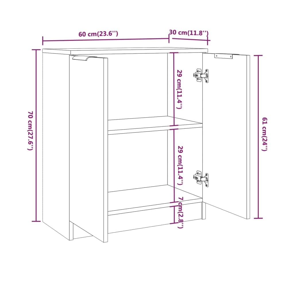 vidaXL Buffet Armoire de Rangement Organisateur de Maison Meuble de Rangement Armoire de Salon Intérieur Blanc 60x30x70 cm Bois d'Ingénierie