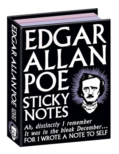 The Unemployed Philosophers Guild Edgar Allan Poe Sticky Notes - 3.25"" by 4.25"" Booklet with Gothic Themed Self-Sticking Individual Notes Inside, Pocket, Midnight Black