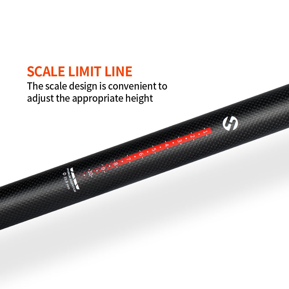 Tige de selle en carbone 31,8/33,9/34,9 mm, légère et pliable, noire, 600 mm, tube de selle de vélo avec collier de serrage réglable, pièces de vélo de route (mat-31,8 mm