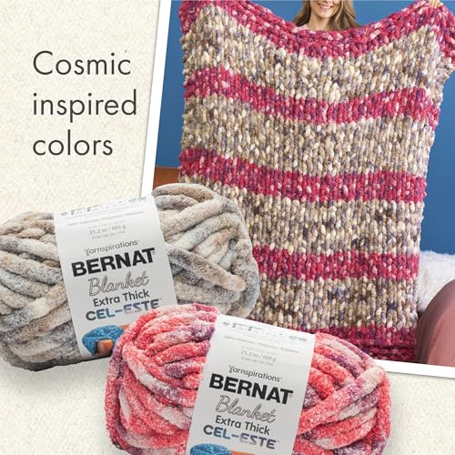 Image of Bernat Blanket Extra Thick Cel-Este Andromeda Purple Yarn - 1 Pack of 21.12oz /598.74g - 100% Polyester - #7 Jumbo - 72 Yards - Chunky Yarn for Hand Knitting, Crocheting, Crafts & Amigurumi
