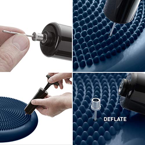 BODYMATE Ballsitzkissen inkl. Pumpe NAVY-PEONY 34cm Durchmesser - Balance-Kissen, Luftkissen, Balance Pad, Noppenkissen - Core-, Fitness-, Reha-, Koordinations- und Rückentraining
