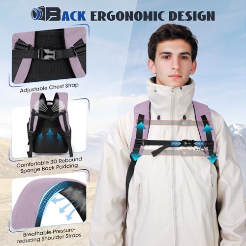 Mochila para Cámara con Cubierta Impermeable Rosa miniatura 5