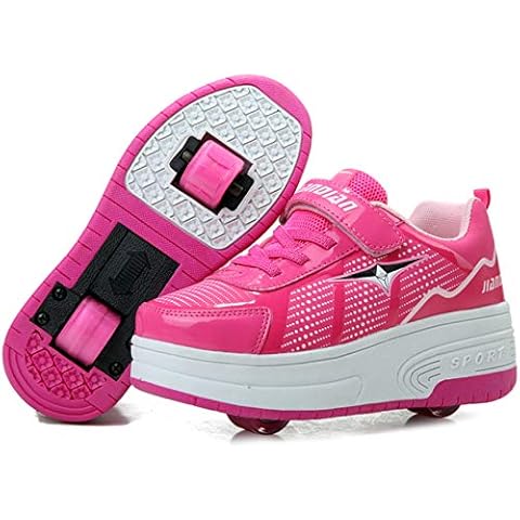 Kids Trainers Girls Roller Skates Shoes with Wheels Boys Skateboarding Shoes Inline Automatic Retractable Cross Trainers Outdoor Sports Fitness Gymnastic Sneakers Cover