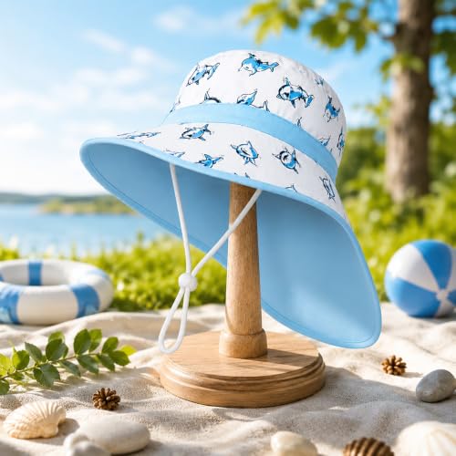 Image of VRITRAZ Sun Protection UPF50+ Bucket Hat Toddler Summer Beach Play Hats with Neck Flap for Girl, Boy, Kids Summer Hat, Bucket Hat for Kids Ages 3-10 Years