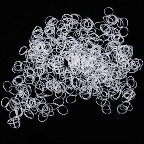 WOLMIK Gomas para el pelo, 1000 unidades, gomas elásticas para el pelo, mini transparentes, pequeñas gomas para el pelo, para niñas, adecuadas para niños, trenzas de pelo, peinados de boda, rastas