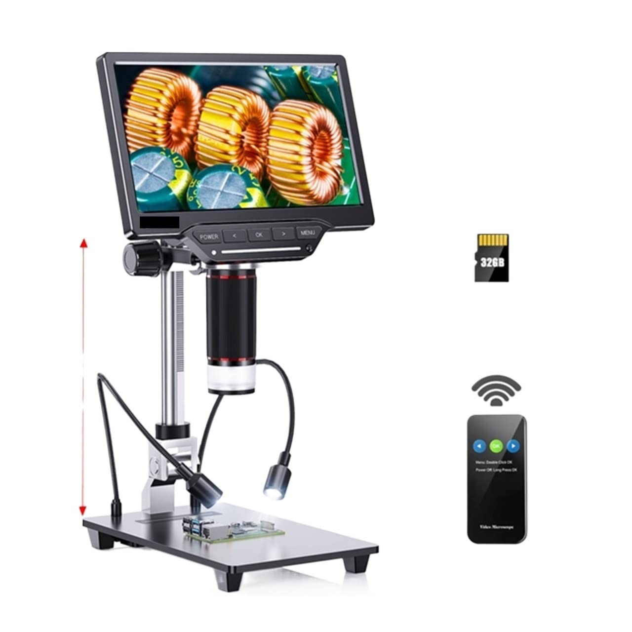 Mikroskop dla dorosłych dzieci, Mikroskop 3-1300X 16MP USB 7/10.1 Cal LCD mikroskop cyfrowy do elektroniki lutowanie PCB naprawa telefonów komórkowych dla dzieci uczniów dom szkoła laboratorium(DM201