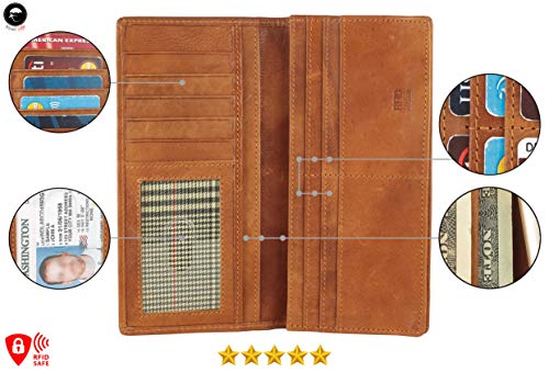 Image of RFID Blocking Mens Genuine leather Bifold Long Wallet