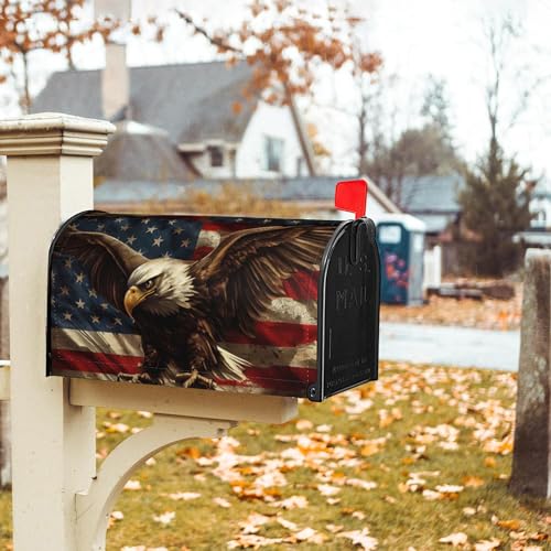 Image of Mailbox Covers Magnetic Standard Size,18 inchx21 inch American Eagle with Flag Spring Summer Magnetic Mailbox Covers for Holiday Outside Yard Decor