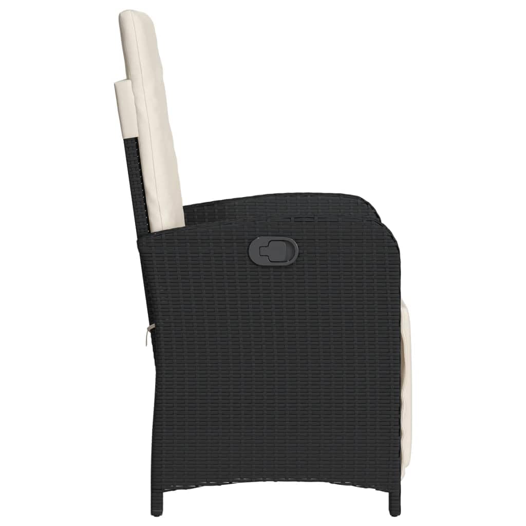 Poltrona reclinabile da giardino con poggiapiedi rattan PE nero Sedie esterne resistenti alle intemperie, mobili da giardino, poltrone da giardino L365H184