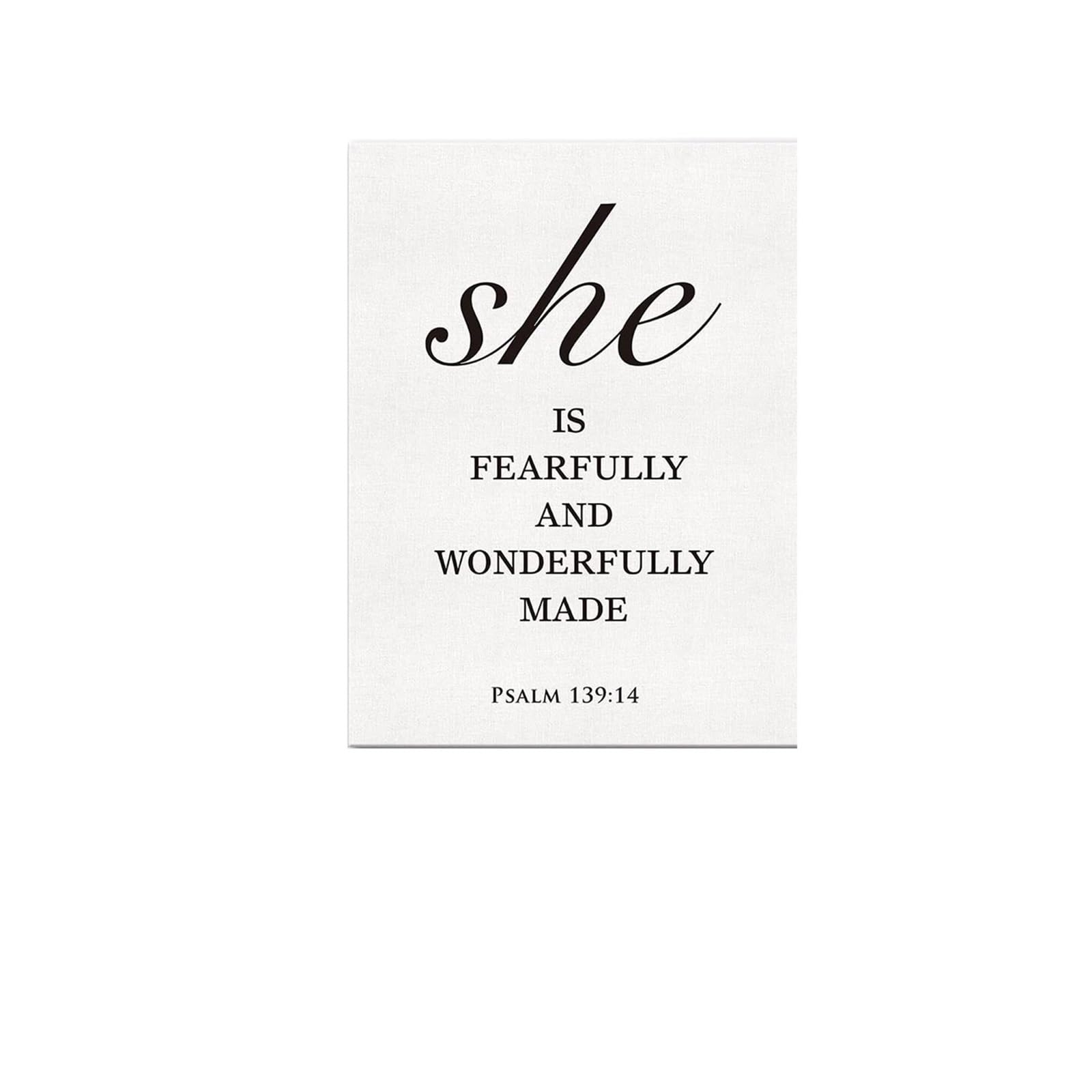 SSOPTMCB Women's Christian Gift - Fearfully Wonderfully Made Canvas Art with Psalm 139:14, Scripture Wall Decor for Bedroom, Home & Encouragement(Framed,16x24inch(40x60cm))