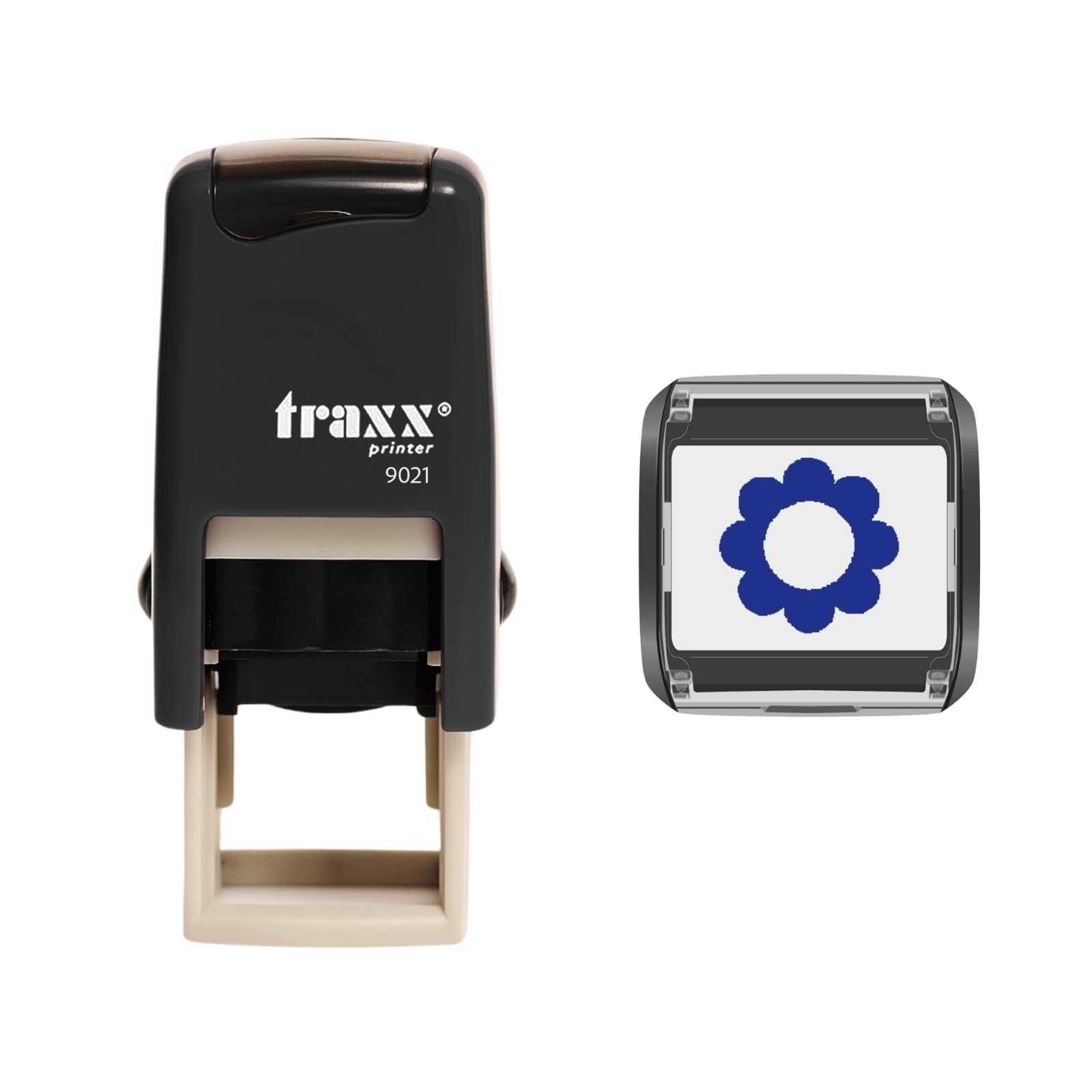 Traxx 9021 Loyalty Card Self Inking Rubber Stamp Florist Garden Centre *A Blue Flower Design*