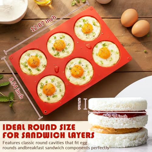 Image of HKNMTT 2Pcs Muffin Top Pans 12-Cavitiy Round Silicone Egg Molds for Baking