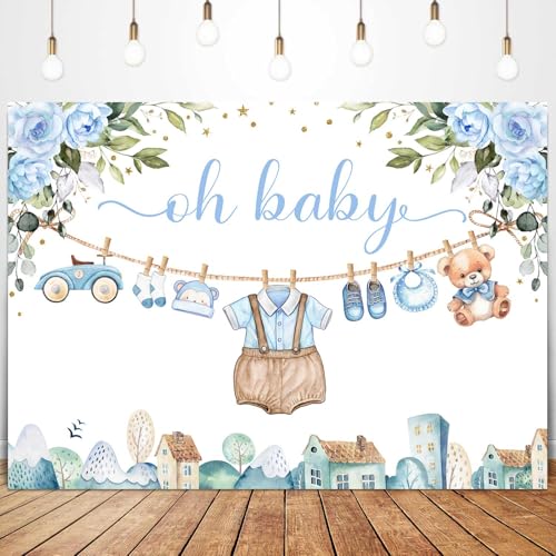 Fondo para baby shower azul 7x5ft decorativo miniatura 5