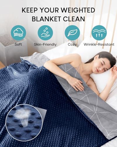 Image of Cover for Weighted Blanket 48x72, Removable Minky Dot Duvet Covers for Heavy Blankets with Zipper, Soft Double-Sided Crystal Velvet Machine Washable Cover, Double-Sided Printing