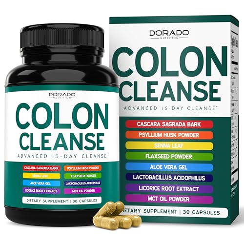 Colon Cleanse & Detox 15 Day Gut Cleanse (30 Count) Intestinal Cleanse Pills & Probiotic for Gentle Laxative & Bowel Relief for Stomach Bloating - Third Party Tested, Vegan, Non-GMO - Made in USA