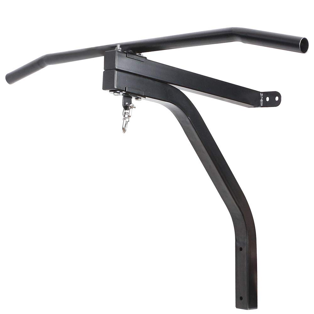 BAKAJI Braccio Supporto per Sacco da Boxe a Parete Allenamento Pugilato da Muro con Barra Sollevamenti Trazioni Fitness Palestra Cardio in Acciaio Dimensione 93 x 47 x 51 cm Colore Nero