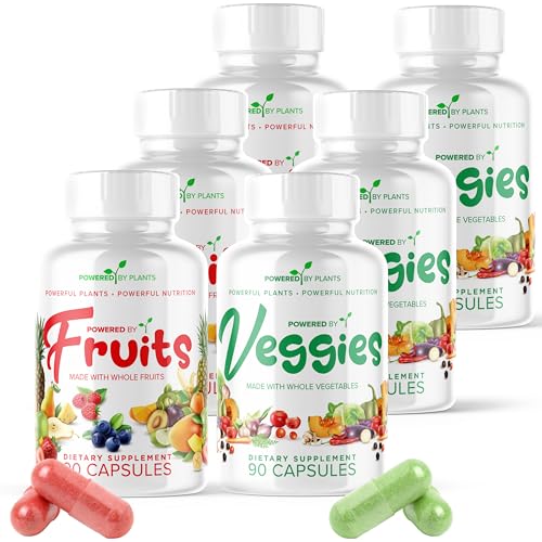 Image of Fruits & Veggies Capsules - Natural Superfood Packed with Vitamins & Minerals - Fruit & Vegetable Supplements for Adults Pack of 6, 90 Capsules Each