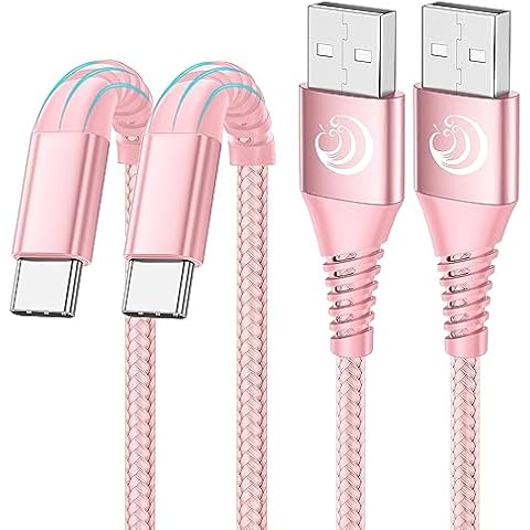 USB C Cable 10FT 4Pack, 3.1A USB to USBC Cable,USB A to USB C Fast Charging Nylon Braided Type C Android Phone Charger Cord for Samsung Galaxy A13 A14 A15 A32 A53 S22 S24 Pixel,Moto,TCL（2Pink+2White） Cover