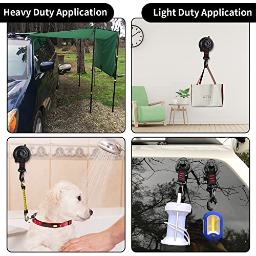 Vashly Heavy Duty Suction Cup Anchor 4Pcs Strong Suction Cups With Hooks And 4Pcs Tarp Clips Deavy Duty Lock Grip For Tie Down Car Awning Boat Camping Trap #TOP2