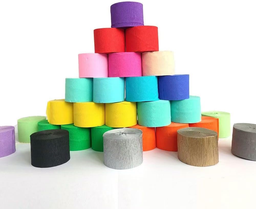 10 Mix Different Colors Activities Birthday Party Festival Background Arrangement Material 390inches Length x 1.77inches Width Crepe Paper for Handcraft Art Tissue Flower Decoration Pack of 10