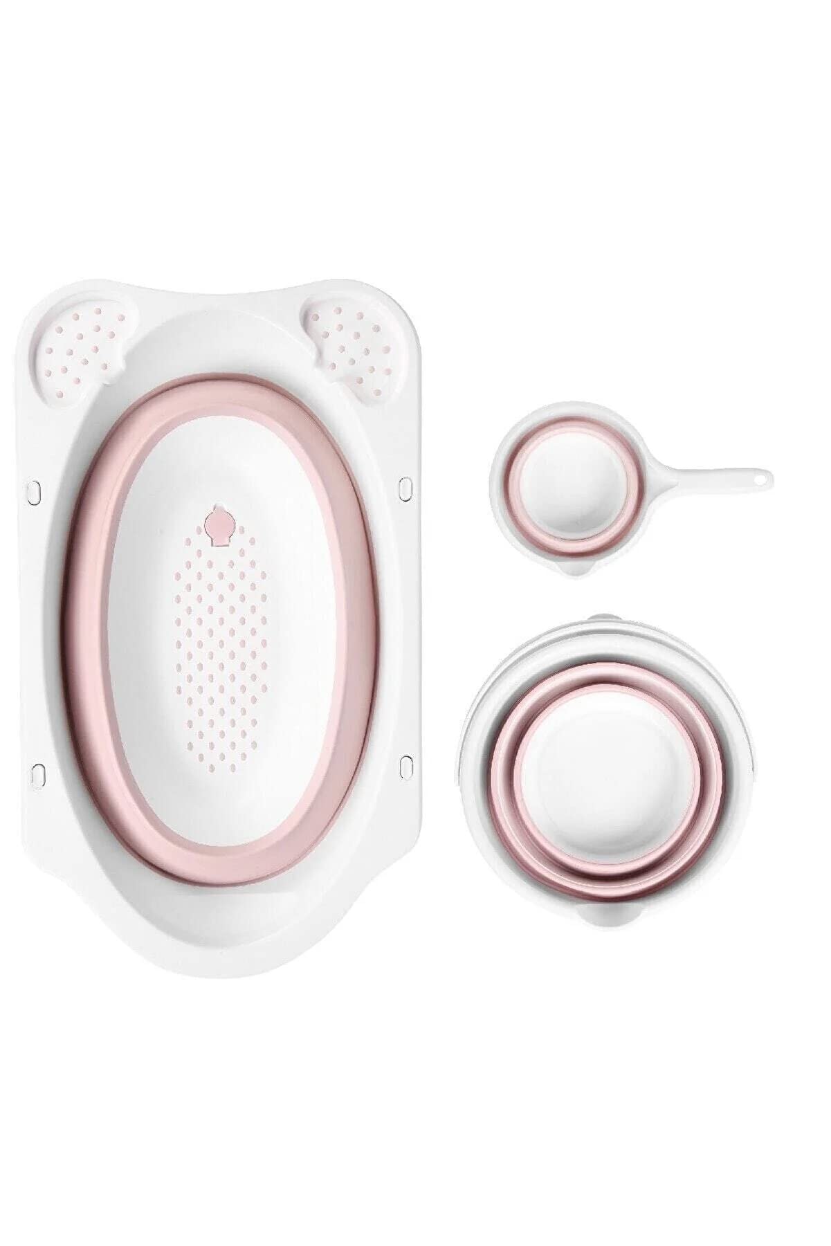 Juego de bañera para bebé plegable grande de 33 litros, bañera para bebé con inserto de bañera, taza de lavado y cubo. Bañera plegable para bebés de 0 a 6 años, 82 x 48 x 23 cm