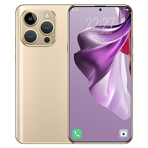 15pro max スマホ SIMフリースマートフォン 2+16GBスマートフォン 6.52インチ大画面スマホ 6800mAh 大容量バッテリー携帯電話 顔認証・指紋認証スマートフォン本体 (金色)