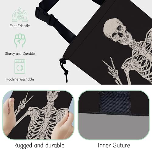 Image of Skull Car Garbage Bag,Human Skeleton Waterproof Small Car Trash Bag Hanging Back of Seat,Drawstring Hanging Car Trash Bag with Adjustable Buckle for Car Accessories