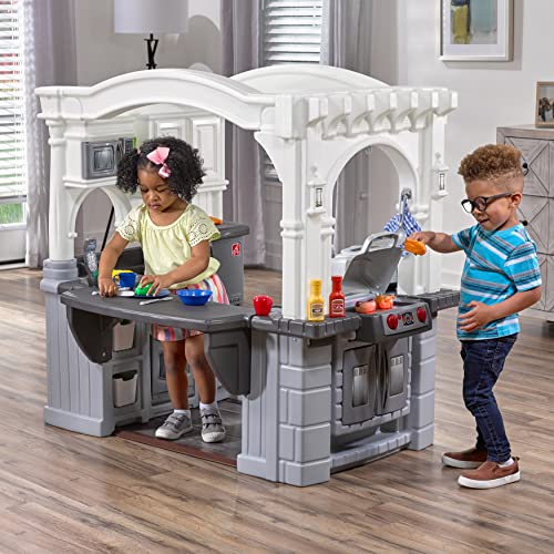 Step2 Grand Walk-in Kitchen & Grill Kids Playset, Indoor/Outdoor Kitchenette, Interactive Play with Lights and Sounds, Durable Plastic, 103 Piece Toy Accessories, Toddlers 2+ Years Old, Gray/White - image 5