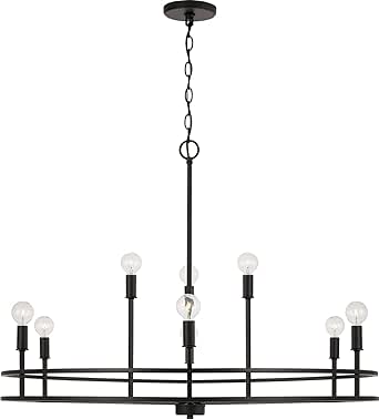HomePlace Lighting 448791MB Fuller Modern Minimalistic Round Chandelier, 9-Light 540 Total Watts, 26" H x 35" W, Black