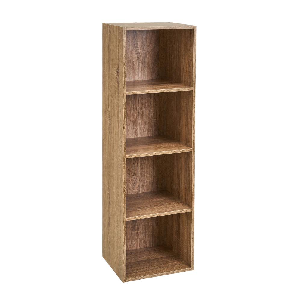 LOLAhome Estantería Cubo de Madera para Despacho, Librería, Dormitorio o Despensa (Natural, 4 estantes (106 cm))