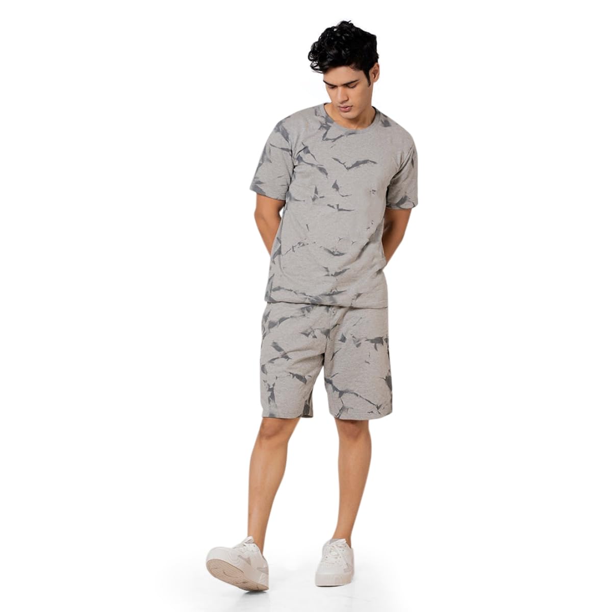 Men's Printed Cotton Round Neck Travel Stylish Casual Sleepwear & Launge Wear Nightdress, Regular Fit T-Shirt and Shorts (M_P_H_125__)