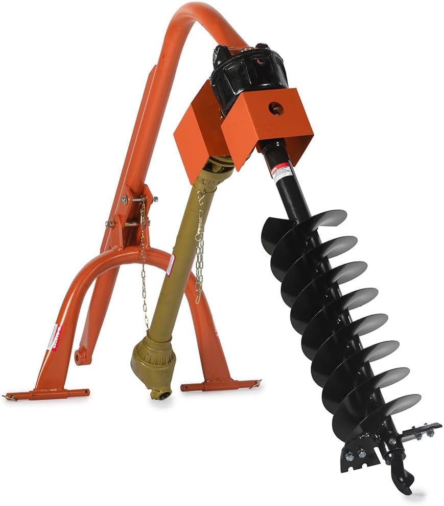 Titan Attachments 30 HP 3 Point Post Hole Digger with 9" Auger Attachment, Fits Cat 1 Tractors for Fence Post Holes, Deck Installation