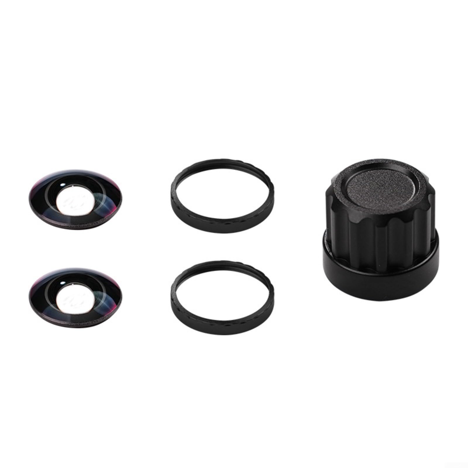Set di 2 lenti in vetro ottico ad alta definizione con lega di alluminio per anello e rimozione, per design compatto portatile (nero)