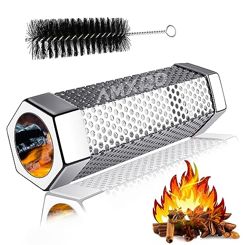 AMXRD Rauchrohr, Premium 6 Zoll 304 Edelstahl BBQ Holzpellet Smoker Tube mit Reinigungsbürste für alle Grills oder Smoker, Spülmaschinenfest AMXRD Rauchrohr, Premium 6 Zoll 304 Edelstahl BBQ Holzpellet Smoker Tube mit Reinigungsbürste für alle Grills oder Smoker, Spülmaschinenfest