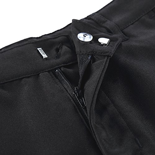 Image of Bienzoe Boys School Uniform Pants: Kids Stretch Polyester Adjustable Waist Dress Pant