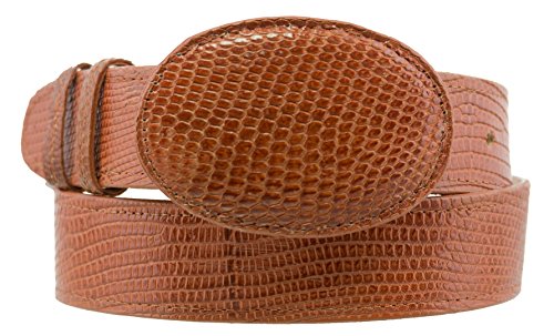 Mens Cognac Western Cowboy Belt Real Teju Lizard Skin Rodeo Buckle
