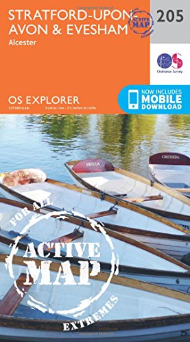 Stratford-upon-Avon & Evesham Map | Weatherproof | Alcester | Ordnance Survey | OS Explorer Active Map 205 | England | Walks | Hiking | Maps | Adventure