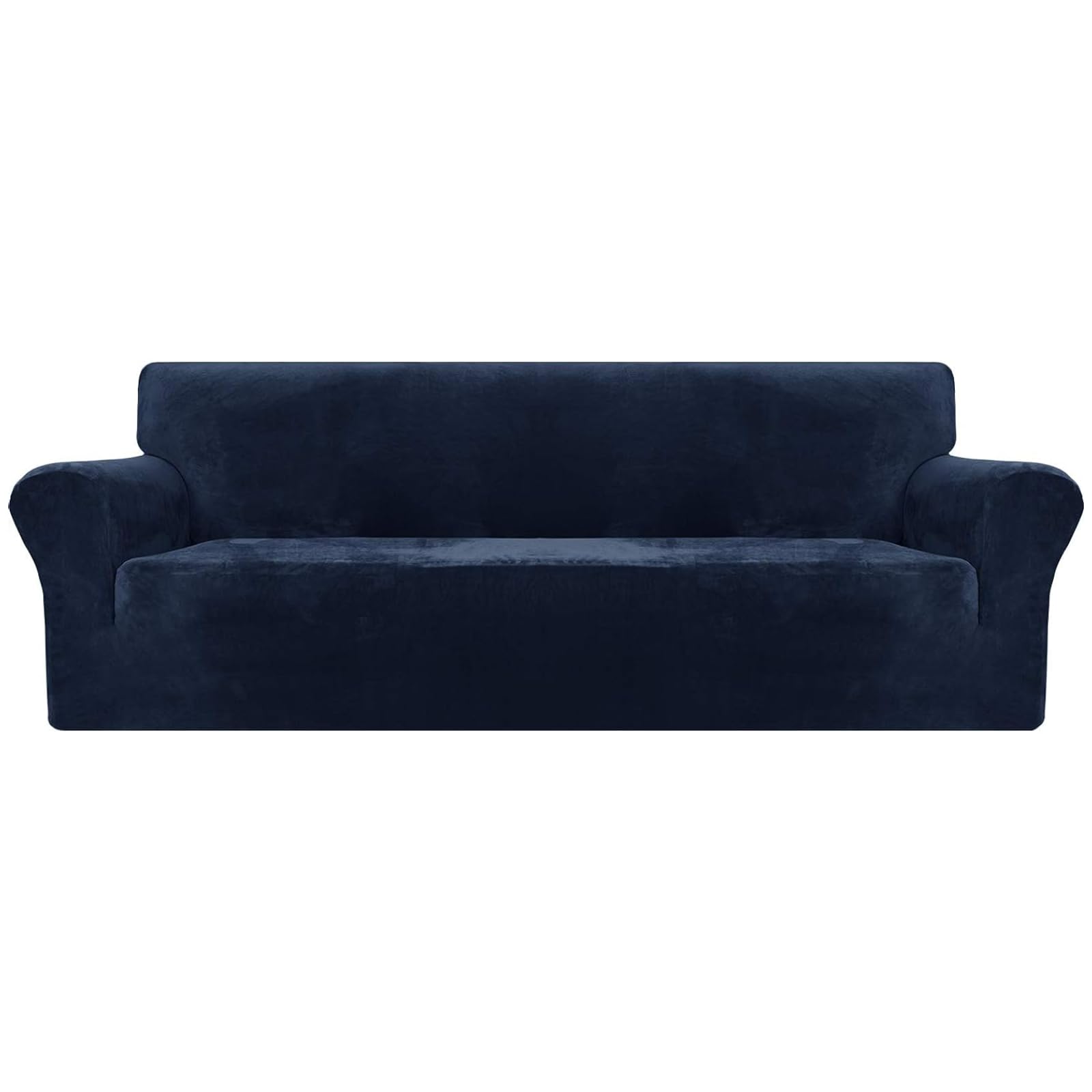XINEAGE 1 Piece Velvet Couch Covers for 3 Cushion Couch High Stretch Sofa Cover for Pets Dogs Anti Slip Extra Large Sofa Slipcovers Furniture Protector (4 Seater, Navy)