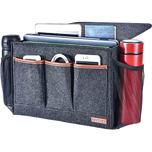 Zafit Bedside Caddy, Large Size Storage Organizer with 8 Pockets - Holds Magazines, Remotes, Phone...