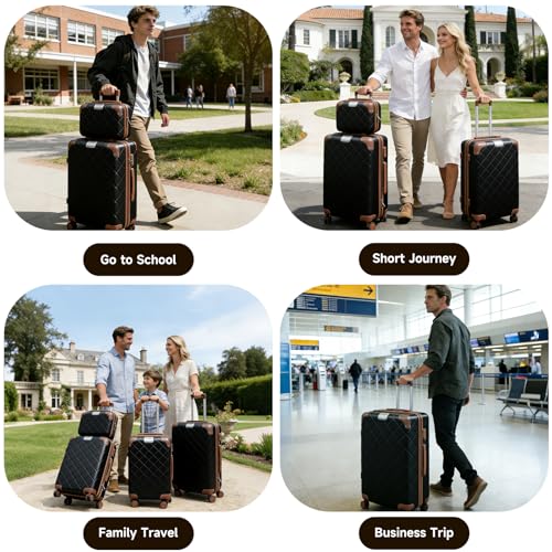 Image of Luggage Set 2-Piece, ABS Hardside Lightweight Suitcase with 8 Smooth Spinner Wheels for Business and Travel (14 /20 Blue)