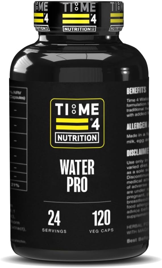 Time 4 Water Pro High Strength Water Pills, Bloating Relief and Weight Loss, Water Balance & Fluid Retention Vegan Friendly 120 Caps 7 Active Ingredients Including Dandelion Root Hawthorne & Green Tea