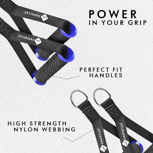 Image of Shopoflux Heavy Duty Handles with Solid ABS Cores and Welded D-Rings for Gym Machine, Resistance Band, Cable Machines (1 Pair) (Blue)